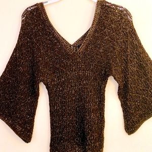Vintage gold! Shimmer crochet top gold sparkle 70’s disco SUPER CUTE!!
